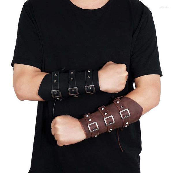 Armreif, übertrieben, für Herren, Lederarmband und Armschutz, Persönlichkeit, breit, Punk, Radfahren, Radfahrer, Sicherheitsschmuck, Alltagszubehör, Armreif-Verbot