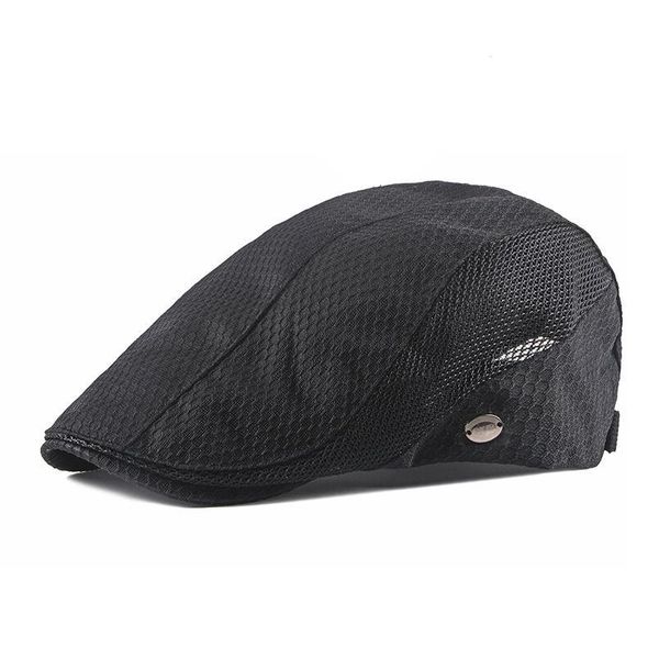 Berets Summer Mesh Beret Hat для мужчин впальный дышащий сплошной черный wite flat