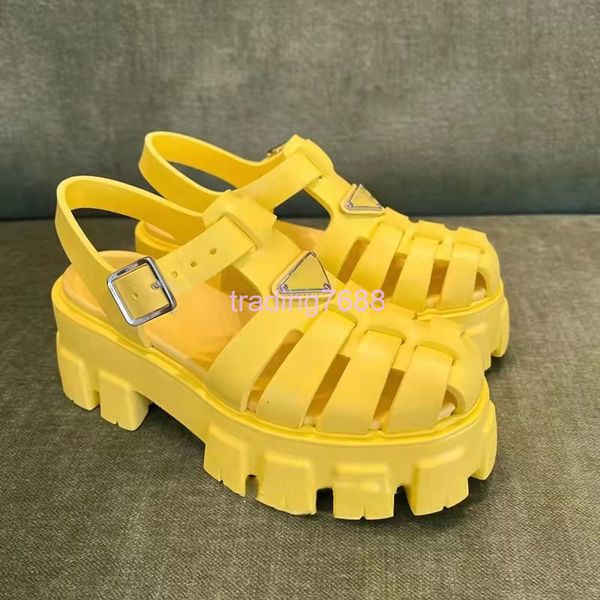 

sandals p's three corner standard thick soled roman sandals one line buckle increased round head hollow out versatile sandals women&#03, Black