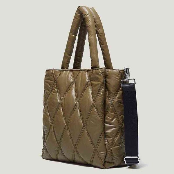 Puffy Vintage Winter Mudks для женщин Lingge Lingge Light Thread Ladies Market Tote Simple Fashion Женская сумка для плеч для девочек кошелек 220509