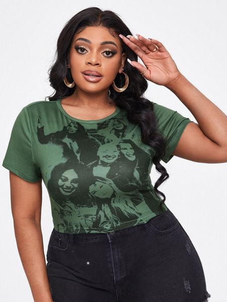 

sxy plus figure graphic tee j18a#, Black