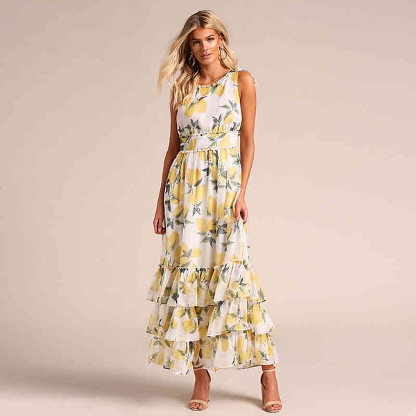 

casual dresses 2022 summer women's dress sleeveless printed long skirt nkv7, Black;gray