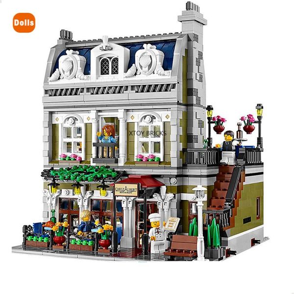 

new big set architecture building blocks creator expert city street paris restaurant european houses with figures bricks toys249n