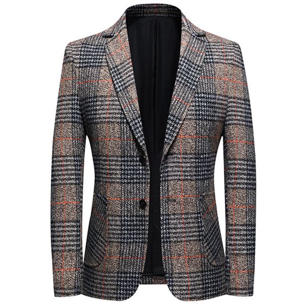 Blazer da uomo di alta qualità di lusso Fashion Plus Size Giacca da uomo scozzese casual primavera autunno manica lunga da lavoro cappotto 7XL