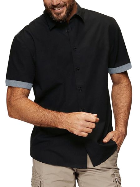 

men contrast cuff shirt w03h#, White;black