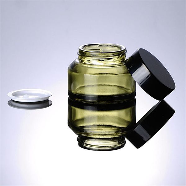 15g 30g 50g verde âmbar vidro creme frascos embalagens cosméticas com tampa de plástico preto DH0032