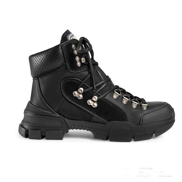 

classic martin boots spring autumn fashion women high shoes 100% leather thick bottom designer men trainers platform woman lac231h, Black