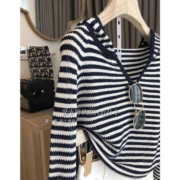 

women's sweaters rare good goods ~ high-end real si linen quality recommended striped sweater hooded thin girl spring and summer x9e2, White;black