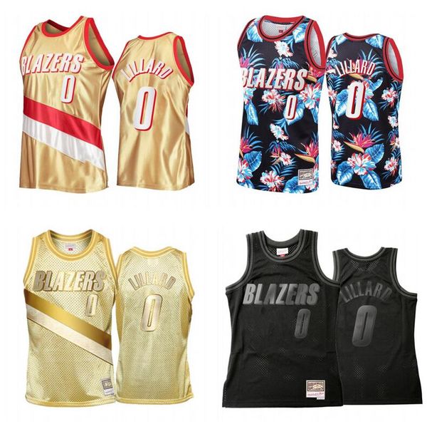 

stitched damian lillard basketball jersey s-6xl mitchell & ness mesh hardwoods classics retro version men women youth jerseys, Black;red