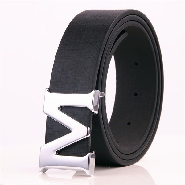 

fashion m letter men belt solid smooth buckle business belt for man designer belts231l, Black;brown