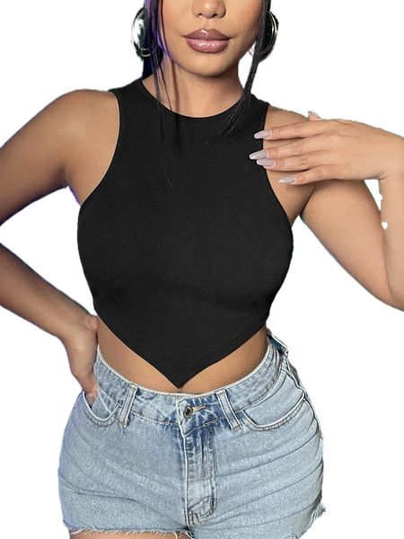 

sxy asymmetrical hem crop tank r9rh#, White