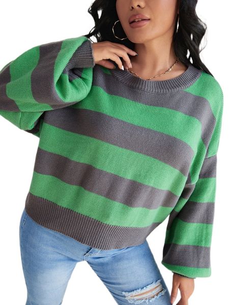

colorblock drop shoulder sweater d58p#, White;black