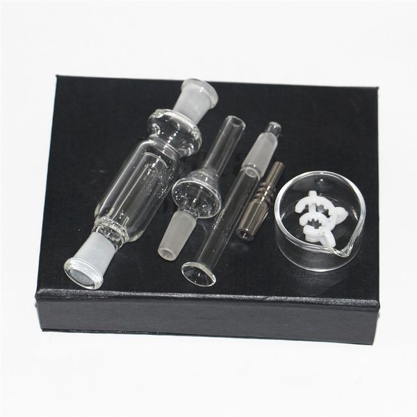 Kit narghilè mini bong da 10 mm Bong per nettare di fumo con punta in vetro di titanio GR2 Tubi per l'acqua per unghie bong piattaforma petrolifera dab rig Confezione regalo vaporizzatore