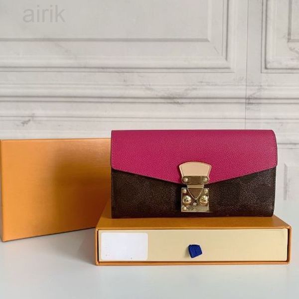 

2023 luxury designer wallet fashion women clutch lock design classic pallas wallets card holder money pocket bag purse, Red;black
