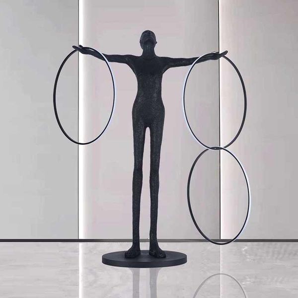 Outra iluminação ao ar livre em forma de arte em forma de homem lobby de lobby de lobby de lobby de entrada El Entrada pós-moderna decoração criativa em larga escala ao teto