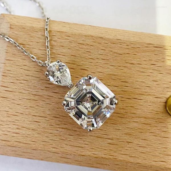 Correntes Ballet de Gem 925 prata esterlina de alto carbono diamante espumante Corte 12 pingentes de 12 mm para mulheres colar jóias finas