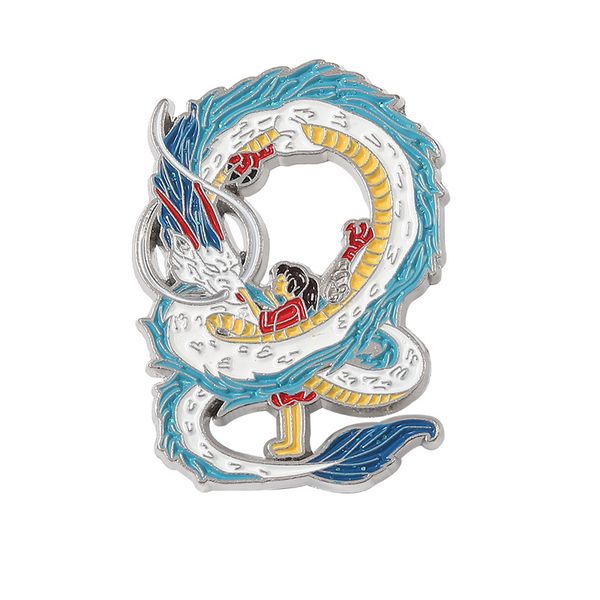 

chihiro haku dragon enamel pins custom movie brooches lapel badges childhood classic cartoon jewelry gift for kids friends, Blue