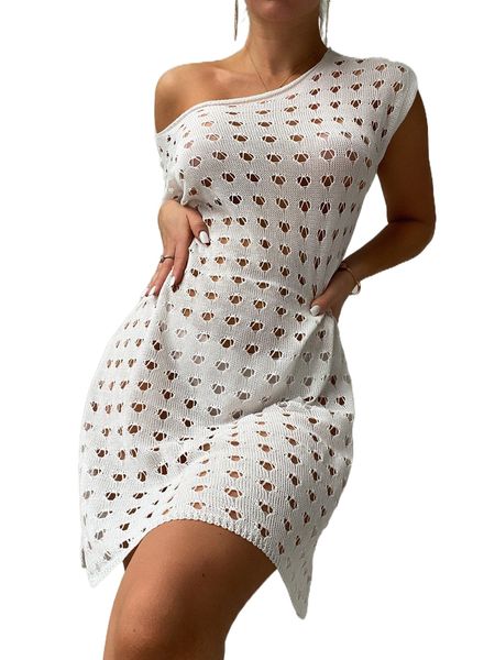 

hollow out one shoulder cover up j8nt#, White;black