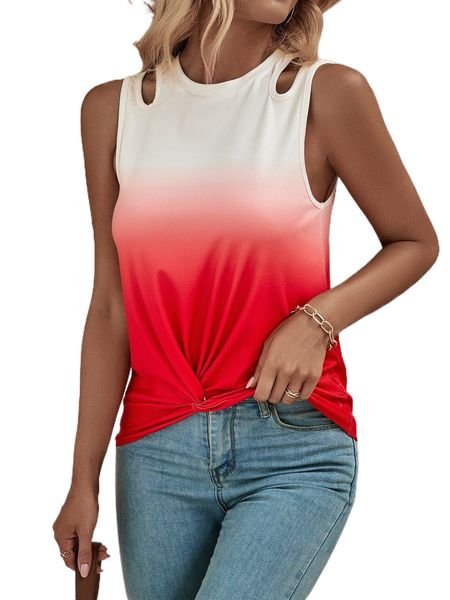 

ombre twist hem cut out tank v7mc#, White