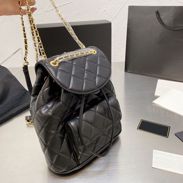 

womens girls backpack bags classic delicate drawstring bucket matelasse chain hardware lambskin caviar designers ladies travel large capacit