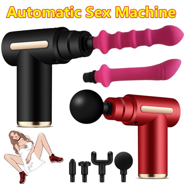 Máquina sexy automática de massagem fascial arma adaptador feminino orgasmo empurrando vibrador vibrador pênis mulheres masturbação brinquedos adultos