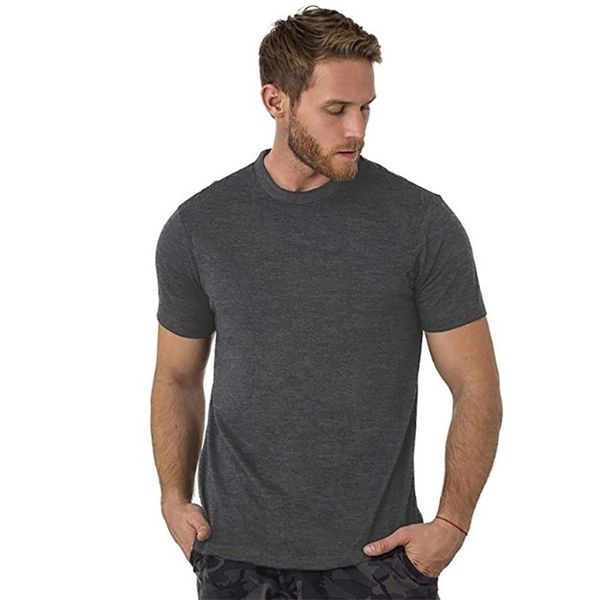T-shirt in lana merino superfine al 100% Camicia da uomo Base Layer traspirante Traspirante Asciugatura rapida Anti-odore No-prurito Taglia USA 220520