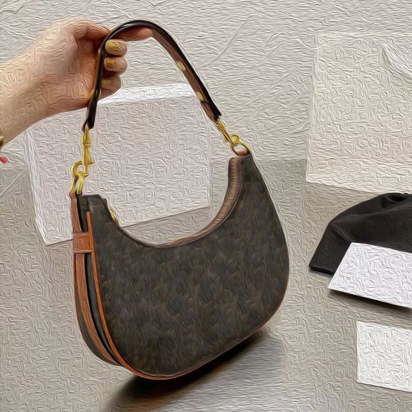 

2022 crescent underarm bag luxury designer classic full print leather hardware metal single shoulder strap large capacity design handbag ver