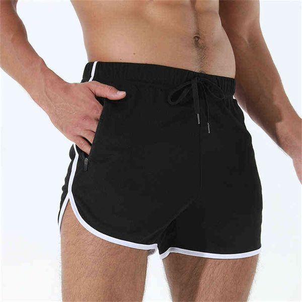 

2022 new summer men shorts zip pocket gym sports pants running fitness beach jogging short pants casual clothing men sweatpants t220517, White;black
