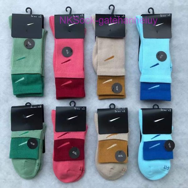 

men fashion classic socks hook brand color stitched men's women's long tube sports training sock street couple middle tubes luxury, Black