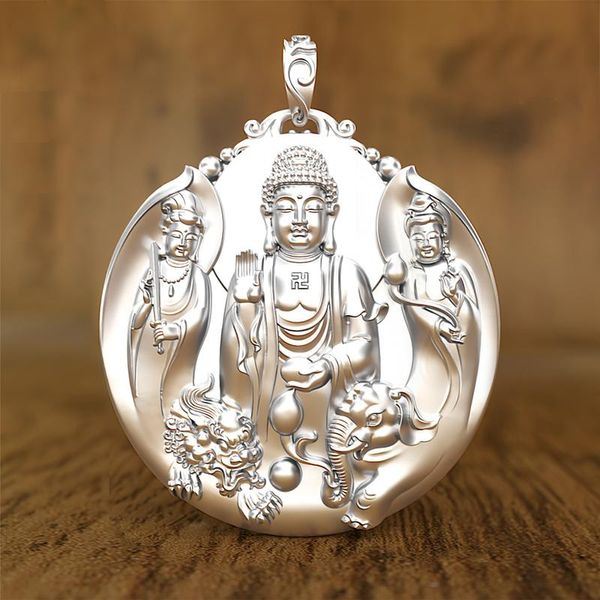 Cadeias Design Retro Buddha Pingente Big Sun Tathagata estilo chinês Colar de amuleto Acessórios de joias masculinos de joias