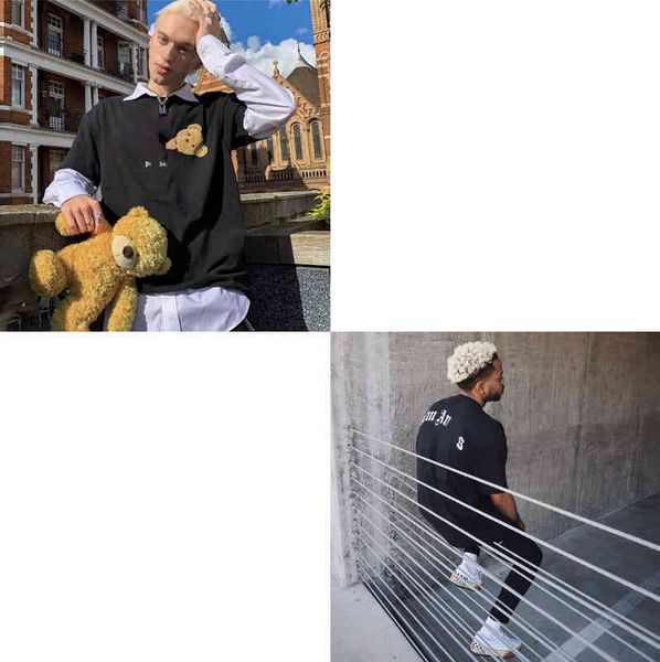 

designer vintage oversized sweat luxe t shirt europe and america fashion brands mens womans lovers cotton large loose trendy round neck blac, White;black