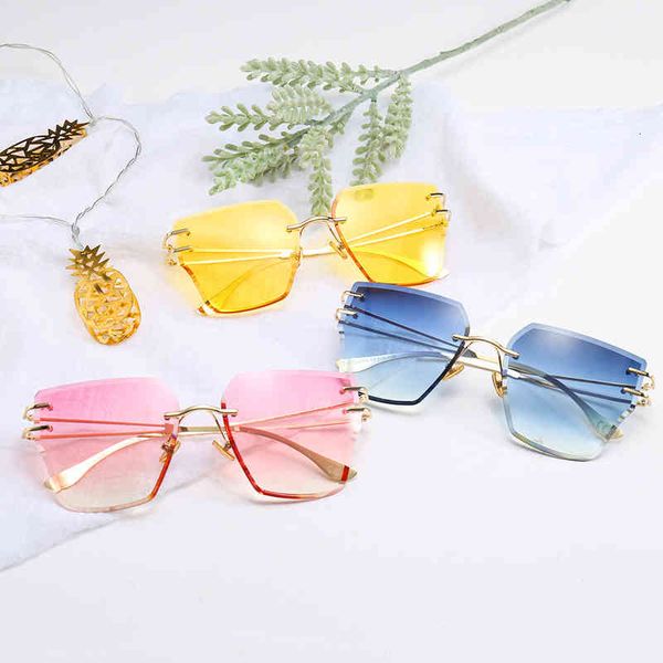 

sunglasses 23049 frameless square trimming women's personalized color glasses fashion sunglasses jw7k, White;black