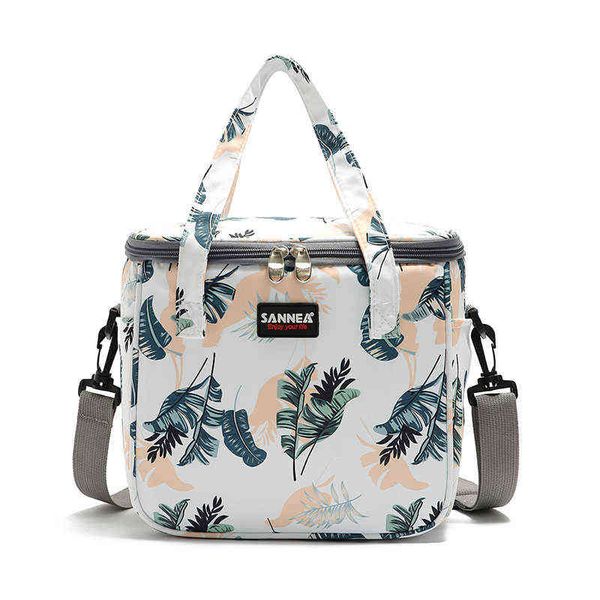 7l Blumenpicknicktasche Mode Thermalfutter Picknick Lunchtasche für Frauen Milch Bierkühler Lunchbox Tragbares Multifunktionstasche Y220524