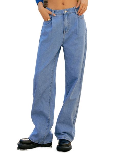 

dazy zip fly wide leg jeans p16r#, Blue