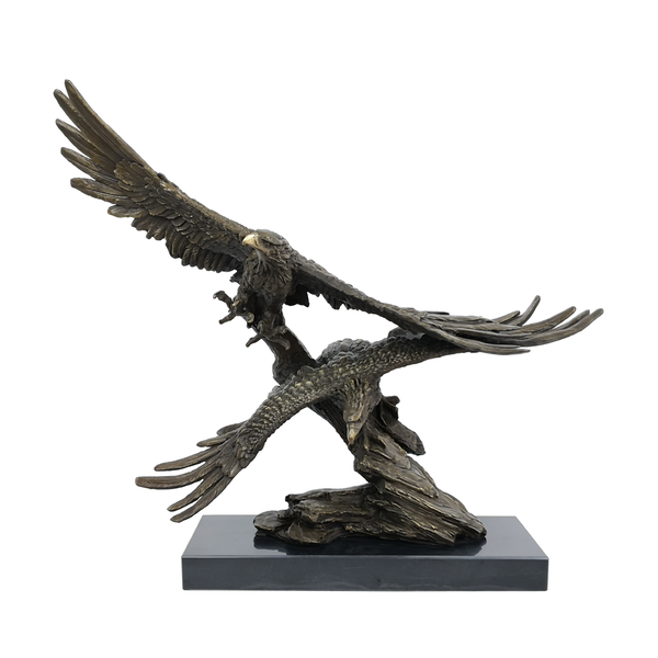 

bronze double flying eagles statue animal falcon sculpture art gorgeous office decoration business gifts, Silver