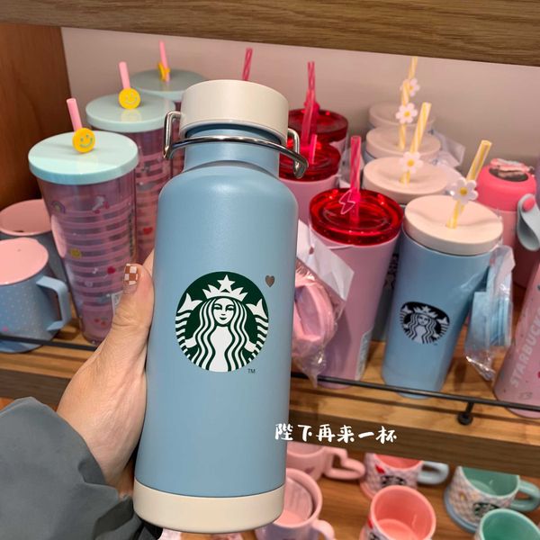 

south korea starbucks cup 2022 blue valentine's day love hand holding thermos 473ml