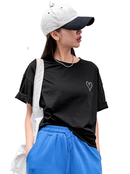 

dazy drop shoulder heart print tee o8rx#, White