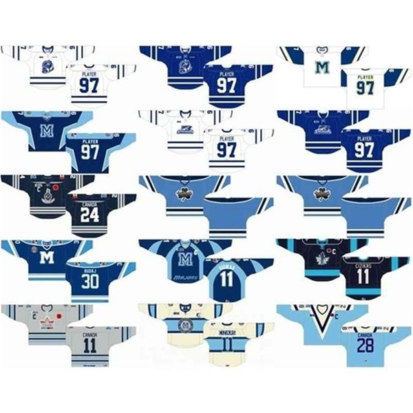 

c26 nik1 custom 1997 98-2006 07 ohl mens womens kids white blue black grey stiched mississauga steelheads s ontario hockey league 268r