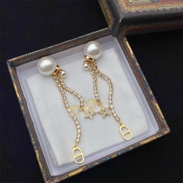 

fashion jewelry online 21 new tassel size pearl female net red live broadcast of the same earrings, Golden