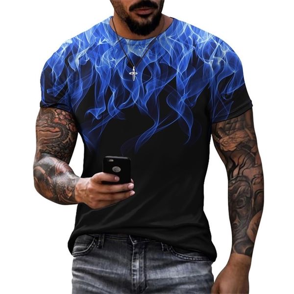 

summer personality 3d printing tshirt flame pattern for men street handsome menswear short sleeves mans casual tshirt tee 220607, White;black