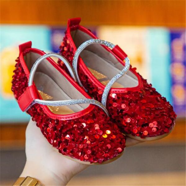 

kids casual sneakers fashion bling sequin wedding party princess crystal shoes girls dance performance shoe, Black;red
