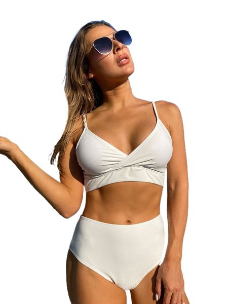 

plain high waisted bikini swimsuit v1nx#, White;black