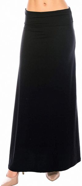 

women's fold over maxi skirt  j481#, Black;gray