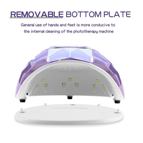 

86w nail dryer fast drying polish gel timer smart sensor with 39 pcs light bead curing lamp diamond shape manicure tool l220708