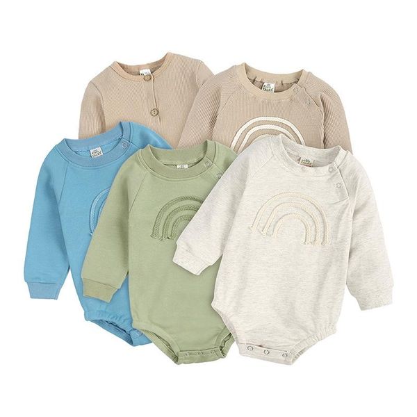 Vestiti per neonati Manica lunga Bambina Pagliaccetti Arcobaleno Neonato Tute Autunno Inverno Abbigliamento per bambini 5 colori