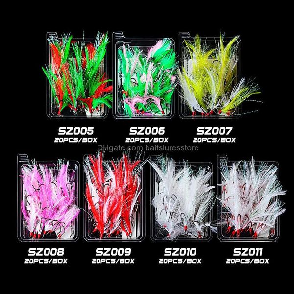 

high carbon steel black nickel feather fishhook 2# 4# 6# 8# 10# barbed treble lure hook vmc fishing hooks 20pc/box drop delivery 2021 sports