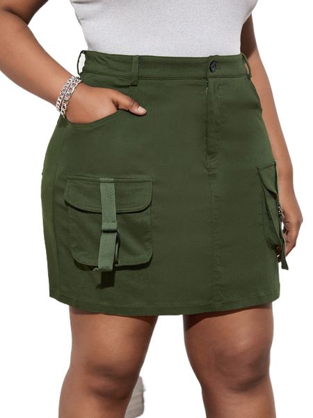 

sxy plus ribbon flap pocket skirt r7ym#, Black