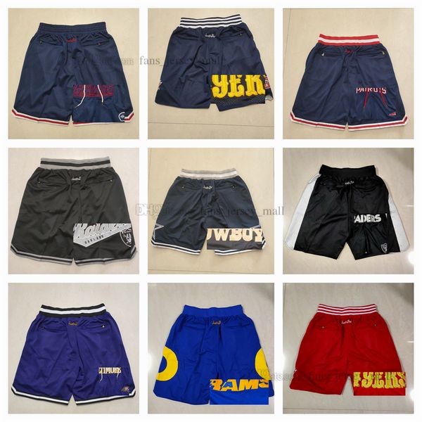 Team-Baseball-Shorts, Just Don Retro Wear, Sporthose mit Tasche, Reißverschluss, Jogginghose, Hip Pop, Weiß, Lila, Rot, Gelb, Blau, Schwarz