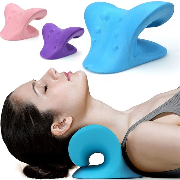 

neck shoulder stretcher relaxer cervical chiropractic traction device pillow for pain relief cervical spine alignment gift 220726