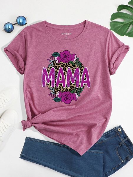 

floral and letter graphic tee 60si#, White